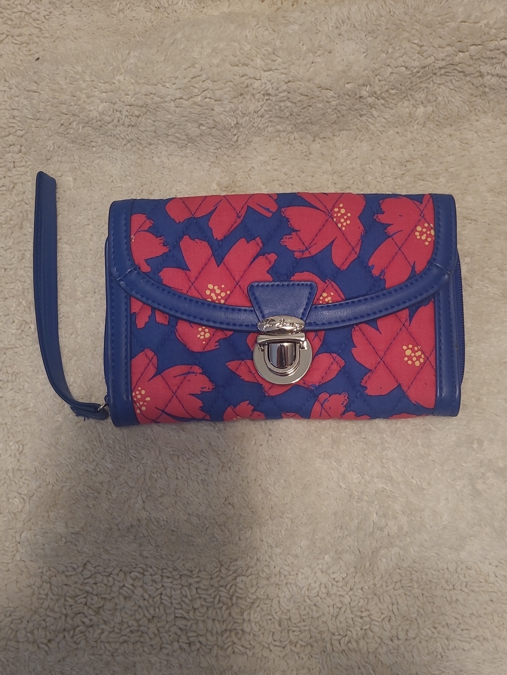 Vera Bradley Tri-fold Floral Wristlet Wallet - Blue and Pink